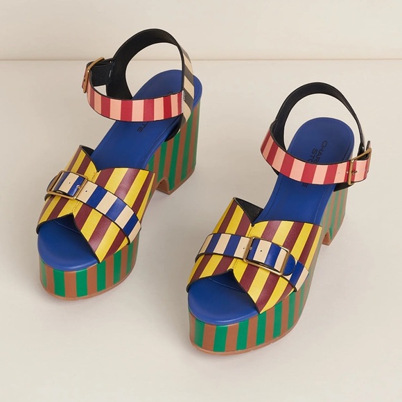 Charlotte Stone Shoes - New! CHARLOTTE STONE Raf Chunky Platform Sandals in Stripe Multi